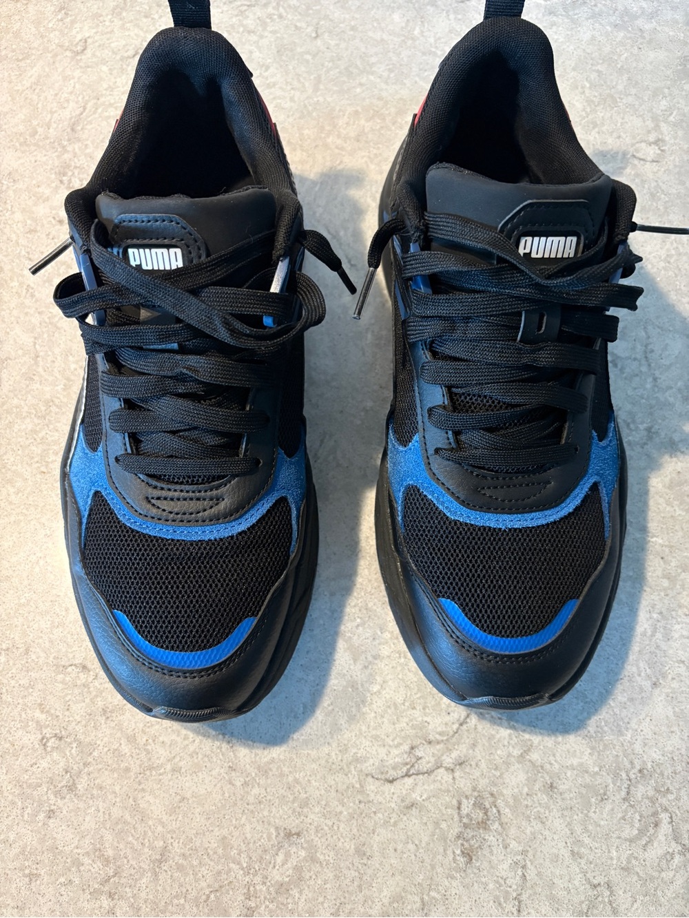 Puma Men's Black & Royal Blue Mesh & Suede Sneakers